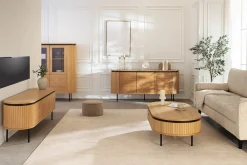 Riess-Ambiente Skandinavisch|Industrial Loft > Modernes Sideboard ATELIER 160cm natur Eiche schwarz Metall vier Fächer