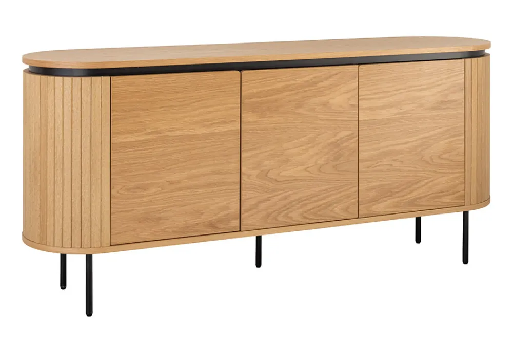 Riess-Ambiente Skandinavisch|Industrial Loft > Modernes Sideboard ATELIER 160cm natur Eiche schwarz Metall vier Fächer