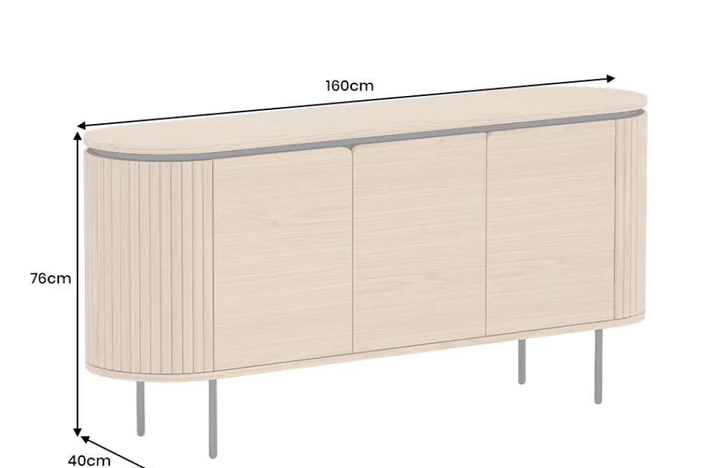 Riess-Ambiente Skandinavisch|Industrial Loft > Modernes Sideboard ATELIER 160cm natur Eiche schwarz Metall vier Fächer