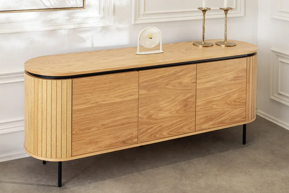 Riess-Ambiente Skandinavisch|Industrial Loft > Modernes Sideboard ATELIER 160cm natur Eiche schwarz Metall vier Fächer