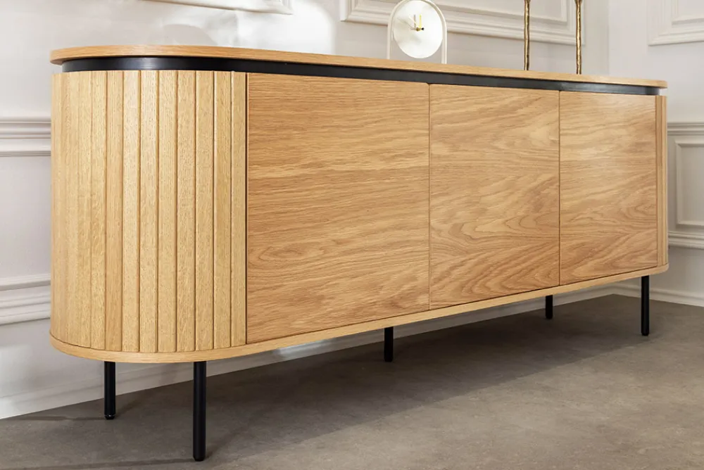 Riess-Ambiente Skandinavisch|Industrial Loft > Modernes Sideboard ATELIER 160cm natur Eiche schwarz Metall vier Fächer