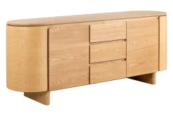 Riess-Ambiente Skandinavisch|Sideboards & Kommoden > Modernes Sideboard OAK GRAIN 160cm natur Eichenholz vier Fächer mit drei Schubladen