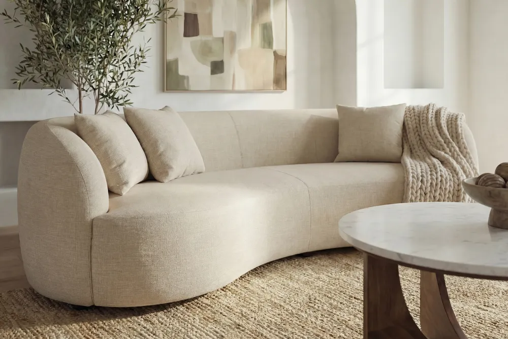 Riess-Ambiente Samt Möbel|Skandinavisch > Modernes Sofa ATELIER 230cm beige Samt 3-Sitzer Couch inkl. Kissen