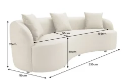Riess-Ambiente Samt Möbel|Skandinavisch > Modernes Sofa ATELIER 230cm beige Samt 3-Sitzer Couch inkl. Kissen