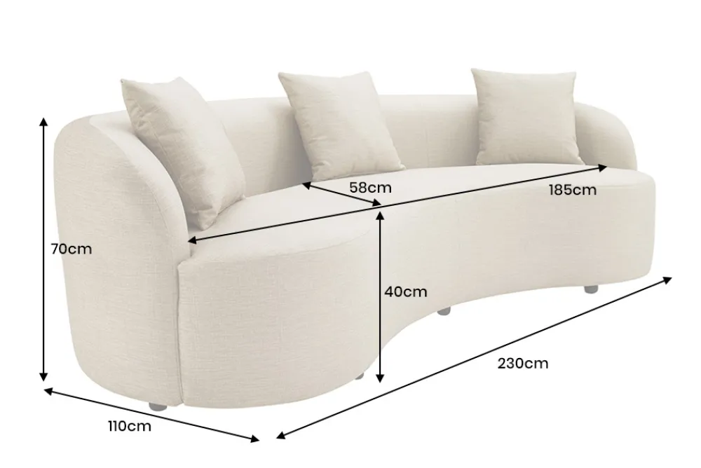 Riess-Ambiente Samt Möbel|Skandinavisch > Modernes Sofa ATELIER 230cm beige Samt 3-Sitzer Couch inkl. Kissen