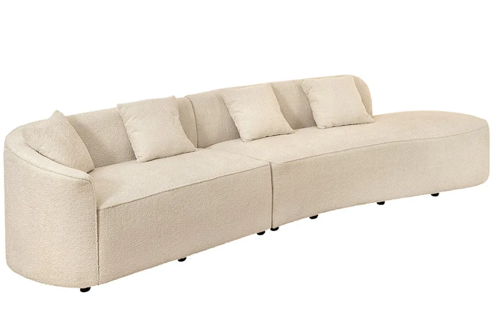 Riess-Ambiente Skandinavisch|Xxl Sofa > Modernes Sofa ATELIER L 330cm beige Bouclé XXL-Couch Nosagfederung inkl. Kissen