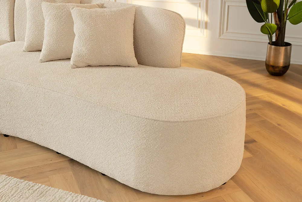 Riess-Ambiente Skandinavisch|Xxl Sofa > Modernes Sofa ATELIER L 330cm beige Bouclé XXL-Couch Nosagfederung inkl. Kissen