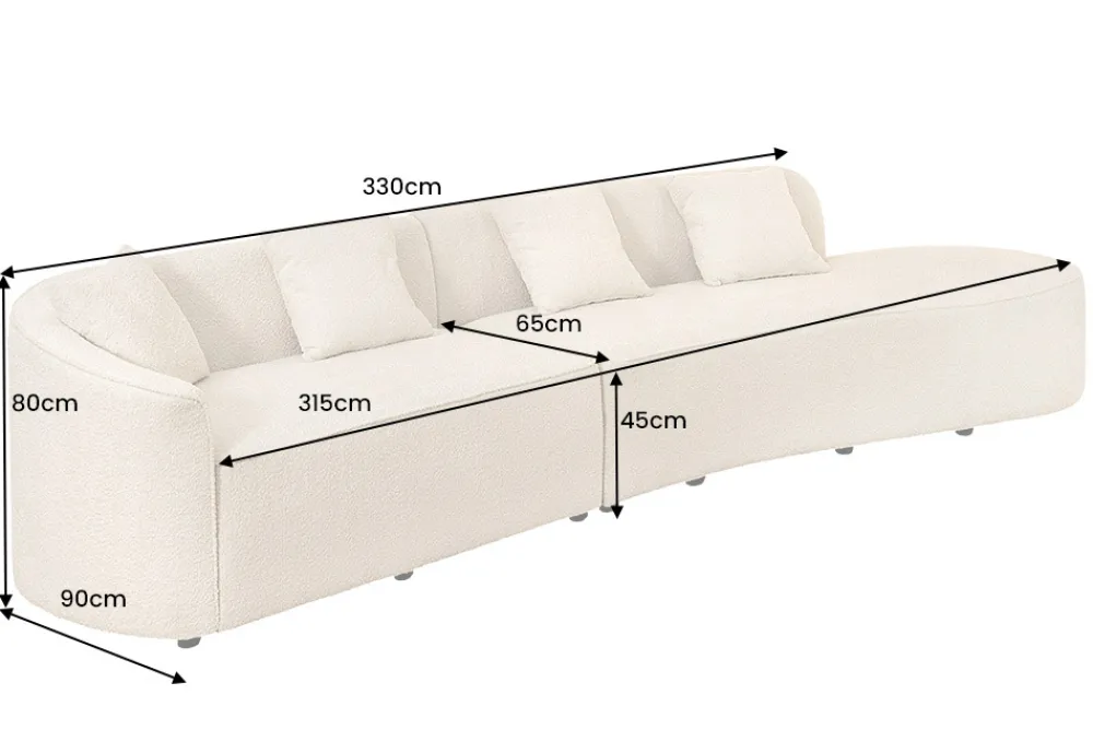 Riess-Ambiente Skandinavisch|Xxl Sofa > Modernes Sofa ATELIER L 330cm beige Bouclé XXL-Couch Nosagfederung inkl. Kissen