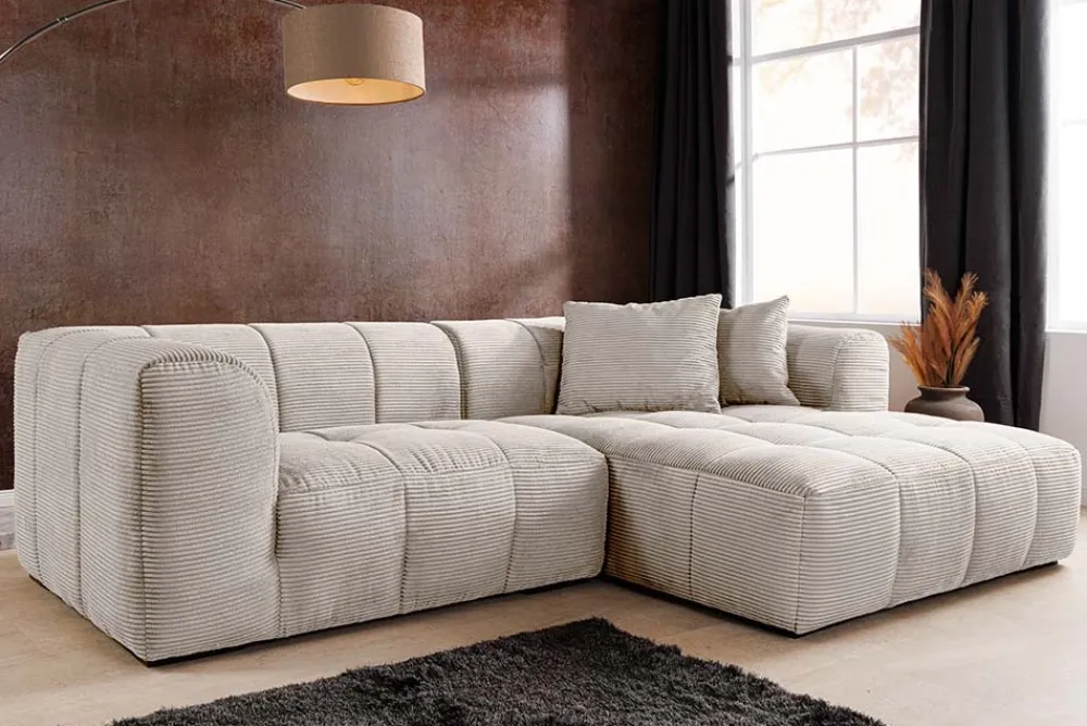 Riess-Ambiente Skandinavisch|Ecksofa > Modernes Sofa ZERO GRAVITY 240cm beige Cord 3-Sitzer Couch