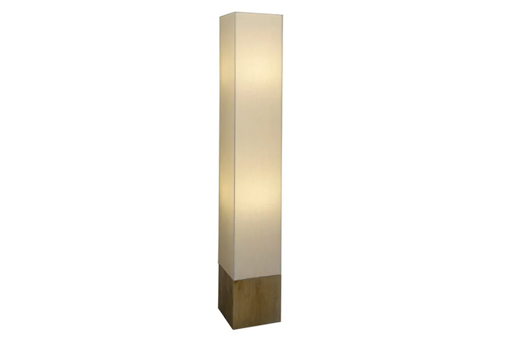 Riess-Ambiente Stehleuchten > Moderne Stehlampe AGAPUNE 120cm weiß hellbraun Bambusfuß Stoffschirm