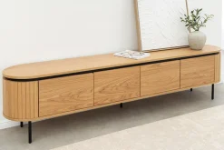Riess-Ambiente Skandinavisch|Industrial Loft > Modernes TV-Board ATELIER 200cm natur Eiche schwarz Metall Lowboard