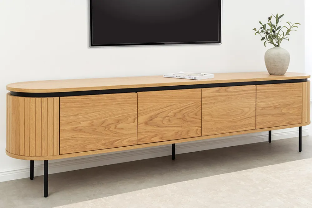 Riess-Ambiente Skandinavisch|Industrial Loft > Modernes TV-Board ATELIER 200cm natur Eiche schwarz Metall Lowboard