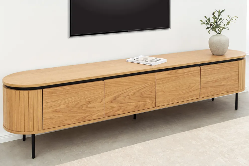 Riess-Ambiente Skandinavisch|Industrial Loft > Modernes TV-Board ATELIER 200cm natur Eiche schwarz Metall Lowboard