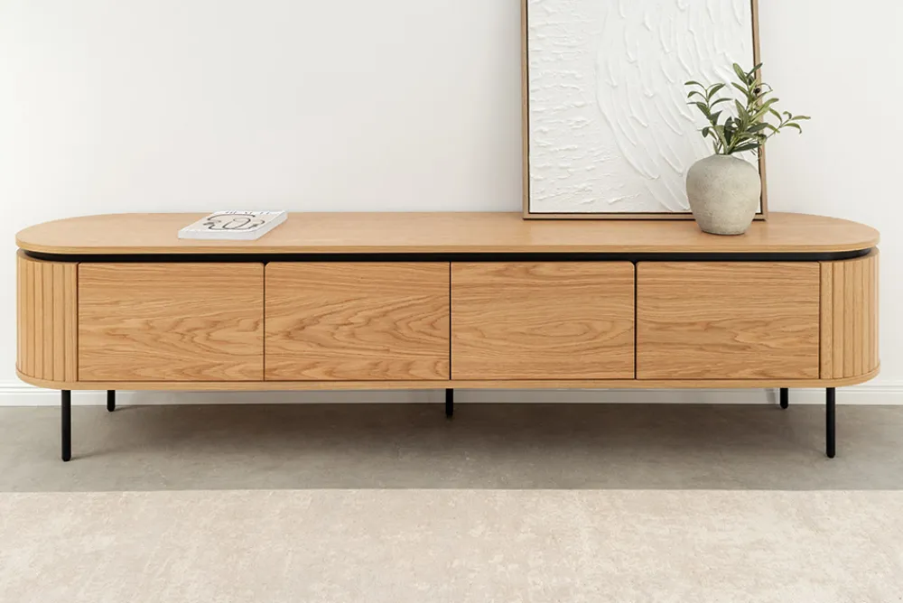 Riess-Ambiente Skandinavisch|Industrial Loft > Modernes TV-Board ATELIER 200cm natur Eiche schwarz Metall Lowboard