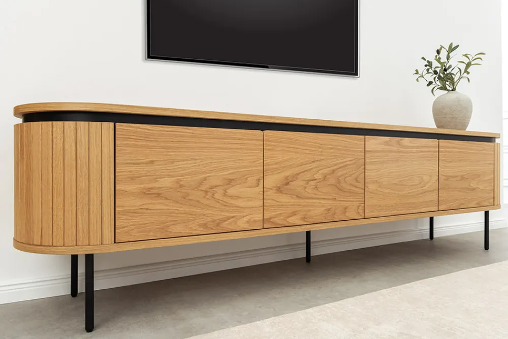 Riess-Ambiente Skandinavisch|Industrial Loft > Modernes TV-Board ATELIER 200cm natur Eiche schwarz Metall Lowboard