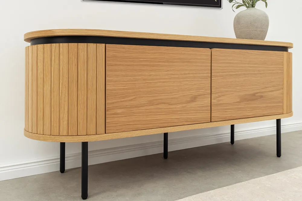 Riess-Ambiente Skandinavisch|Industrial Loft > Modernes TV-Board ATELIER 120cm natur Eiche schwarz Metall Lowboard