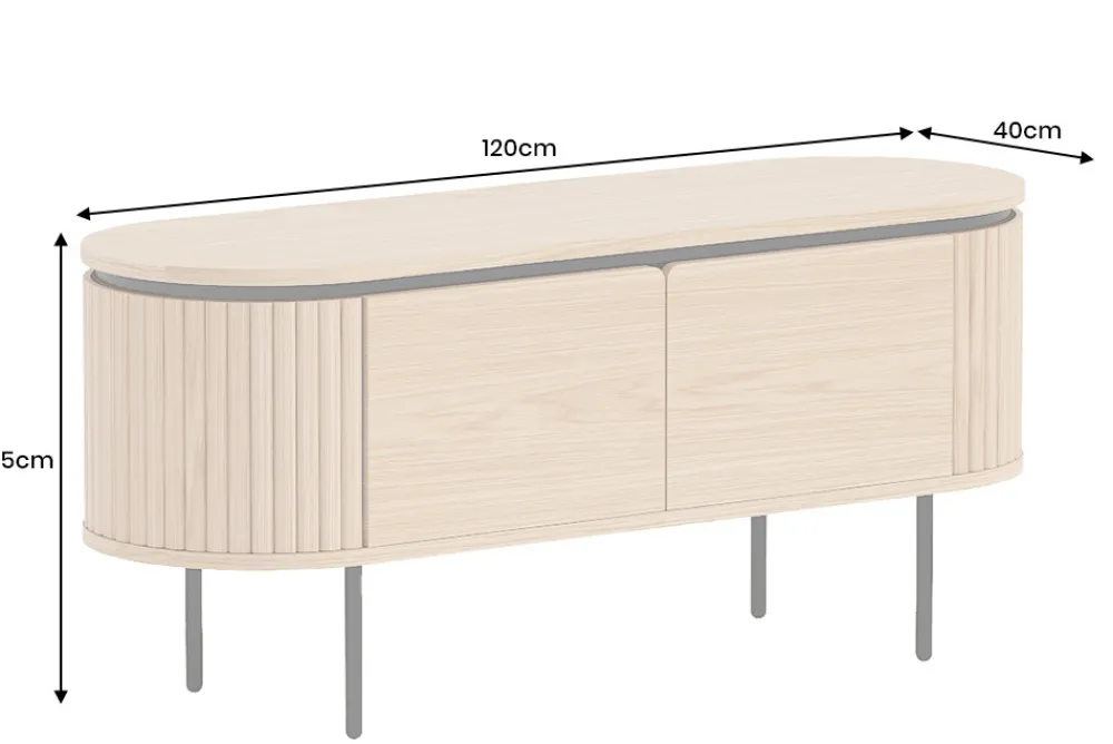 Riess-Ambiente Skandinavisch|Industrial Loft > Modernes TV-Board ATELIER 120cm natur Eiche schwarz Metall Lowboard