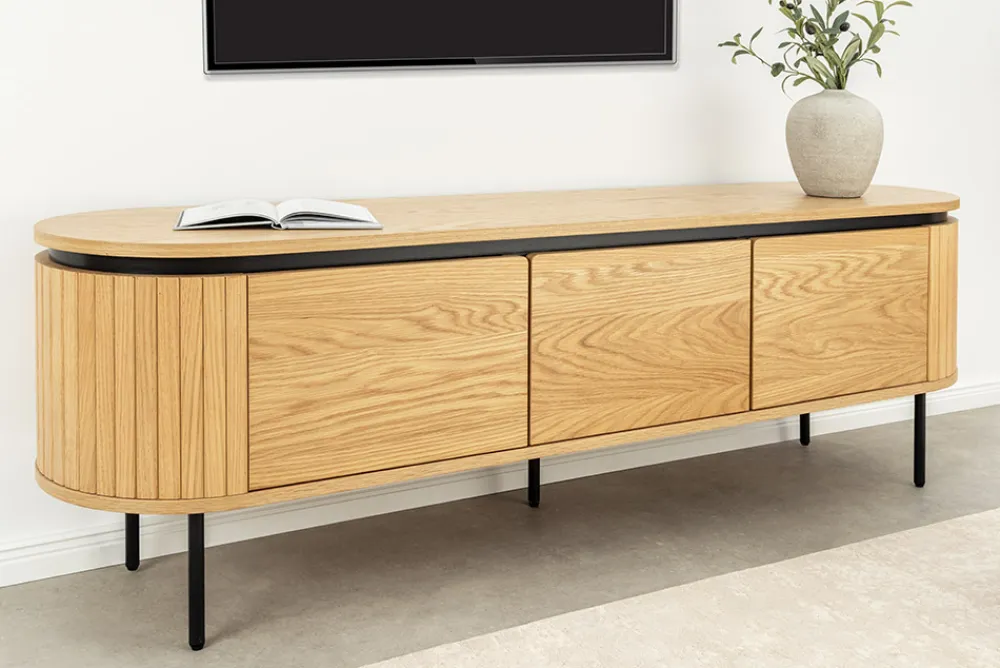 Riess-Ambiente Skandinavisch|Industrial Loft > Modernes TV-Board ATELIER 160cm natur Eiche schwarz Metall Lowboard