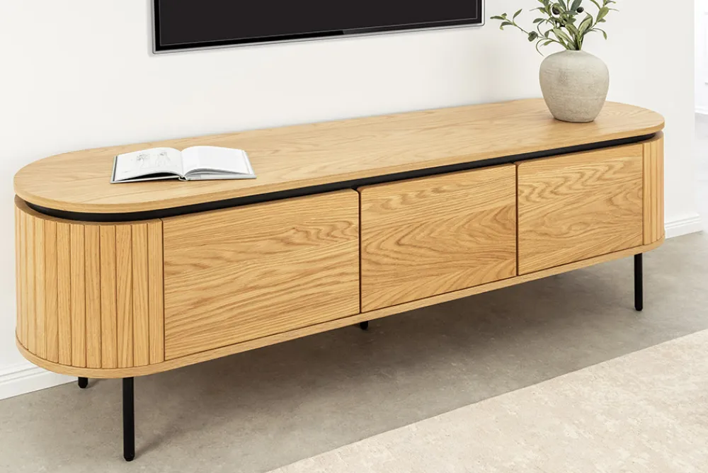 Riess-Ambiente Skandinavisch|Industrial Loft > Modernes TV-Board ATELIER 160cm natur Eiche schwarz Metall Lowboard