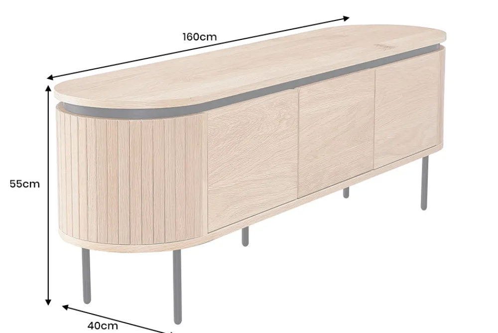 Riess-Ambiente Skandinavisch|Industrial Loft > Modernes TV-Board ATELIER 160cm natur Eiche schwarz Metall Lowboard