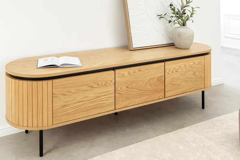 Riess-Ambiente Skandinavisch|Industrial Loft > Modernes TV-Board ATELIER 160cm natur Eiche schwarz Metall Lowboard