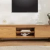 Riess-Ambiente Skandinavisch|Tv- & Lowboards > Modernes TV-Board OAK GRAIN 200cm natur Eichenholz zwei Fächer mit Schubladen