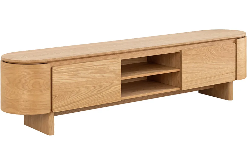 Riess-Ambiente Skandinavisch|Tv- & Lowboards > Modernes TV-Board OAK GRAIN 200cm natur Eichenholz zwei Fächer mit Schubladen