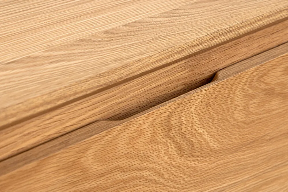 Riess-Ambiente Skandinavisch|Tv- & Lowboards > Modernes TV-Board OAK GRAIN 200cm natur Eichenholz zwei Fächer mit Schubladen