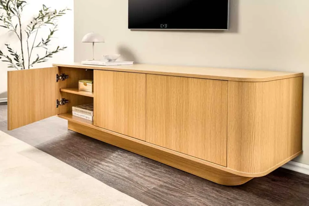 Riess-Ambiente Skandinavisch|Tv- & Lowboards > Modernes TV-Board VALHALLA WOOD 160cm natur Eichenholz Lowboard mit Stauraum