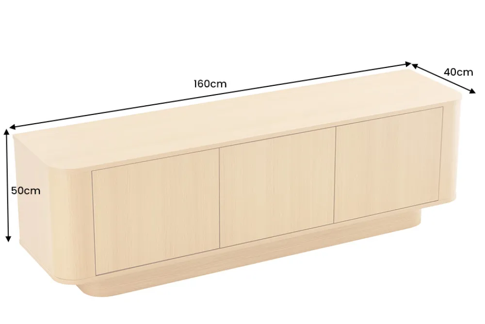 Riess-Ambiente Skandinavisch|Tv- & Lowboards > Modernes TV-Board VALHALLA WOOD 160cm natur Eichenholz Lowboard mit Stauraum