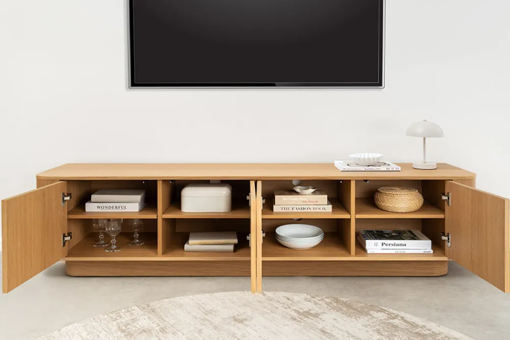 Riess-Ambiente Skandinavisch|Tv- & Lowboards > Modernes TV-Board VALHALLA WOOD 180cm natur Eichenholz Lowboard mit Stauraum