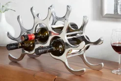 Riess-Ambiente Weinregale > Modernes Weinregal FLAME 48cm silber für 10 Flaschen Flaschenhalter