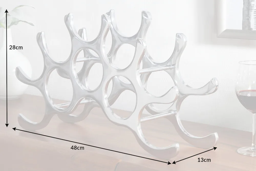Riess-Ambiente Weinregale > Modernes Weinregal FLAME 48cm silber für 10 Flaschen Flaschenhalter