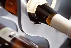 Riess-Ambiente Weinregale > Modernes Weinregal FLAME 93cm silber für 9 Flaschen Flaschenhalter