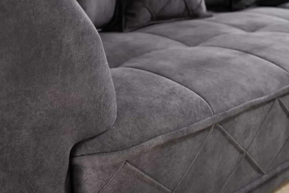 Riess-Ambiente Samt Möbel|Xxl Sofa > Modernes XXL Ecksofa DECADENCIA 320cm dunkelgrau Samt Bigsofa inkl. Kissen