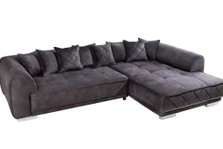 Riess-Ambiente Samt Möbel|Xxl Sofa > Modernes XXL Ecksofa DECADENCIA 320cm dunkelgrau Samt Bigsofa inkl. Kissen