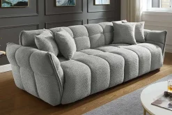 Riess-Ambiente Xxl Sofa > Modernes XXL Sofa CLOUD 260cm grau Bouclé Bigsofa Federkern inkl. Kissen