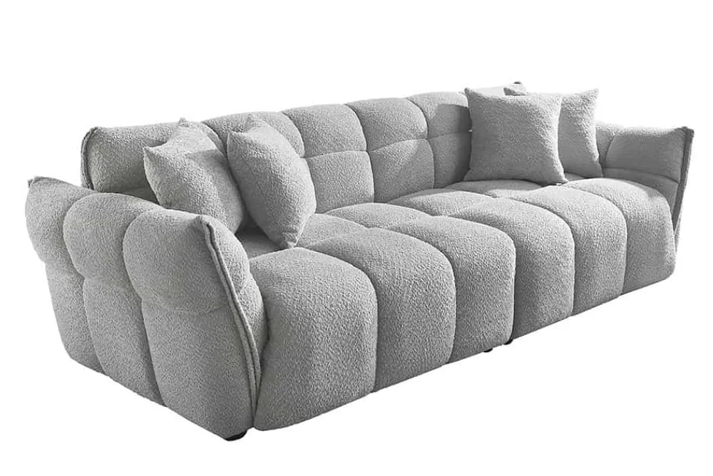 Riess-Ambiente Xxl Sofa > Modernes XXL Sofa CLOUD 260cm grau Bouclé Bigsofa Federkern inkl. Kissen