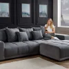 Riess-Ambiente Skandinavisch|Xxl Sofa > Modernes XXL Sofa ELEGANCIA 285cm anthrazit Cord inklusive Kissen Bigsofa