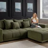 Riess-Ambiente Xxl Sofa > Modernes XXL Sofa ELEGANCIA 285cm grün Cord Federkern inklusive Kissen Bigsofa