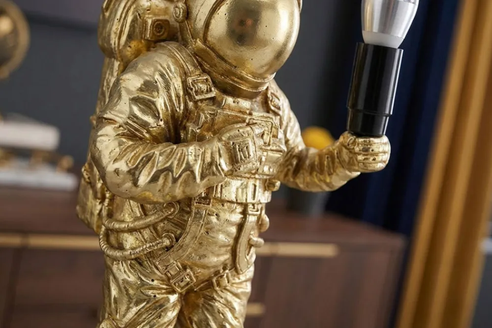 Riess-Ambiente Goldene Möbel|Tischlampen > Moderne Tischlampe ASTRONAUT 40cm gold Skulptur handmade