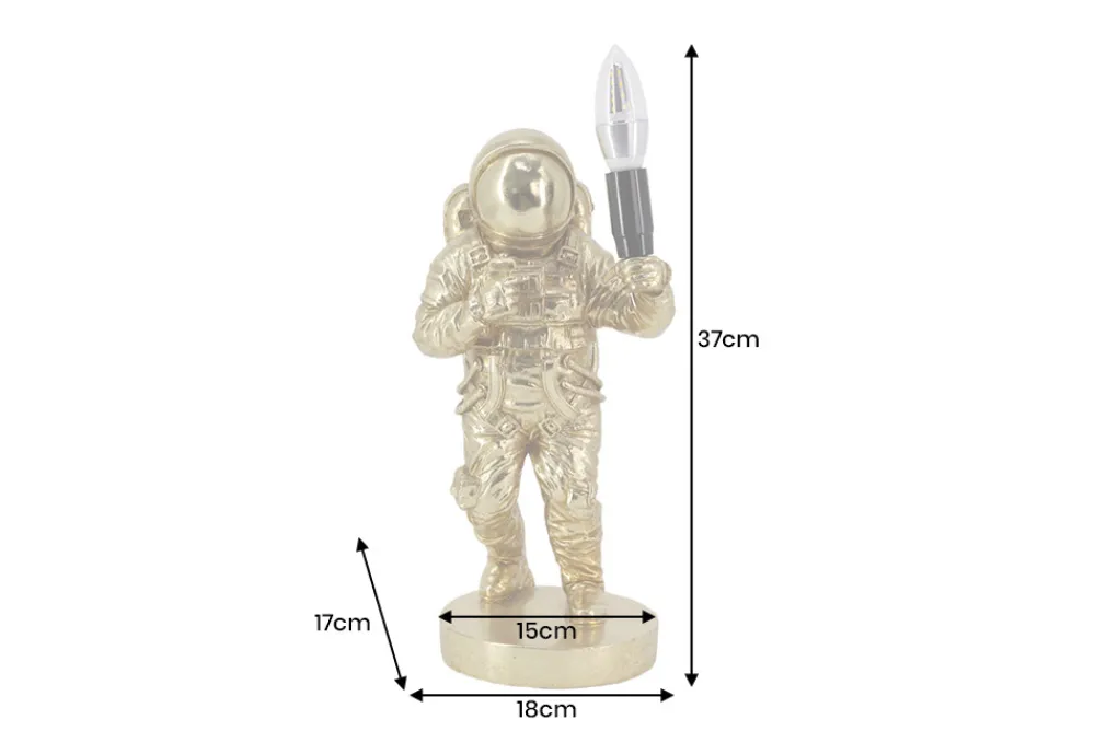 Riess-Ambiente Goldene Möbel|Tischlampen > Moderne Tischlampe ASTRONAUT 40cm gold Skulptur handmade