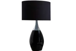 Riess-Ambiente Tischlampen > Moderne Tischlampe CARLA 60cm schwarz silber mit Leinenschirm