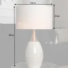 Riess-Ambiente Tischlampen > Moderne Tischlampe CARLA 60cm weiß silber mit Leinenschirm