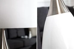Riess-Ambiente Tischlampen > Moderne Tischlampe CARLA 60cm weiß silber mit Leinenschirm