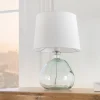 Riess-Ambiente Tischlampen > Moderne Tischlampe CLASSIC 45cm transparent recyceltes Glas weiß Stoffschirm