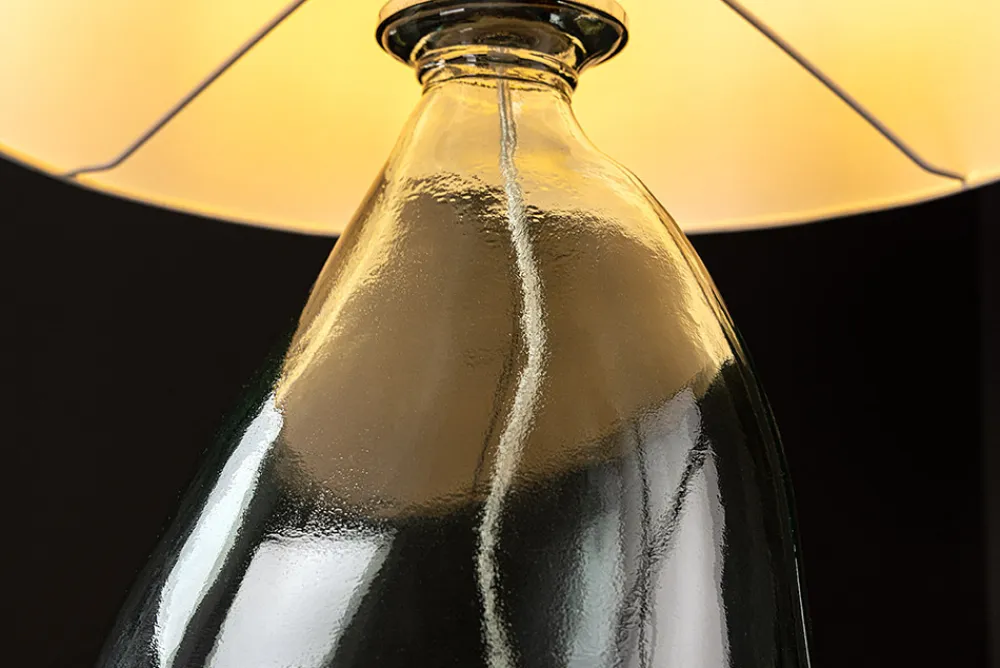 Riess-Ambiente Tischlampen > Moderne Tischlampe CLASSIC 45cm transparent recyceltes Glas weiß Stoffschirm