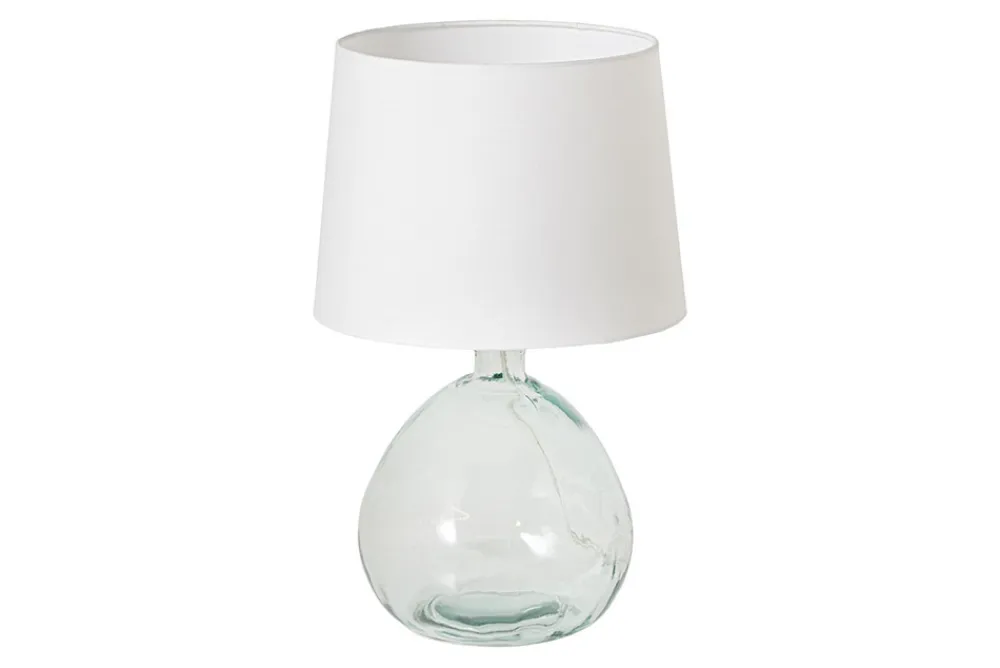 Riess-Ambiente Tischlampen > Moderne Tischlampe CLASSIC 45cm transparent recyceltes Glas weiß Stoffschirm