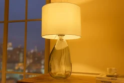 Riess-Ambiente Tischlampen > Moderne Tischlampe CLASSIC 60cm transparent recyceltes Glas weiß Stoffschirm