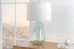 Riess-Ambiente Tischlampen > Moderne Tischlampe CLASSIC 60cm transparent recyceltes Glas weiß Stoffschirm
